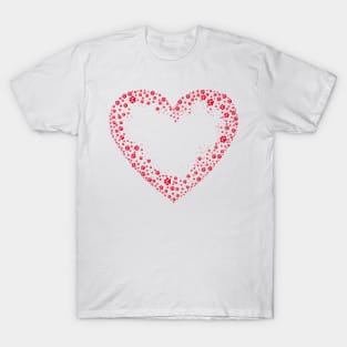 Red Heart from Paw Prints T-Shirt